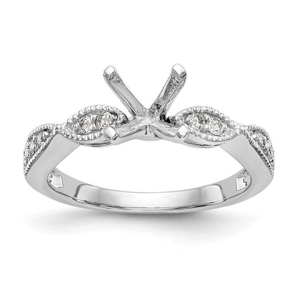 14k White Gold Criss-Cross (Holds 1 carat (6.5mm) Round Center) 1/6 carat Diamond Semi-mount Engagement Ring