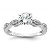 True Origin 14K White Gold 1/6 carat Lab Grown Diamond VS+ F+ Semi-Mount Round Engagement Ring