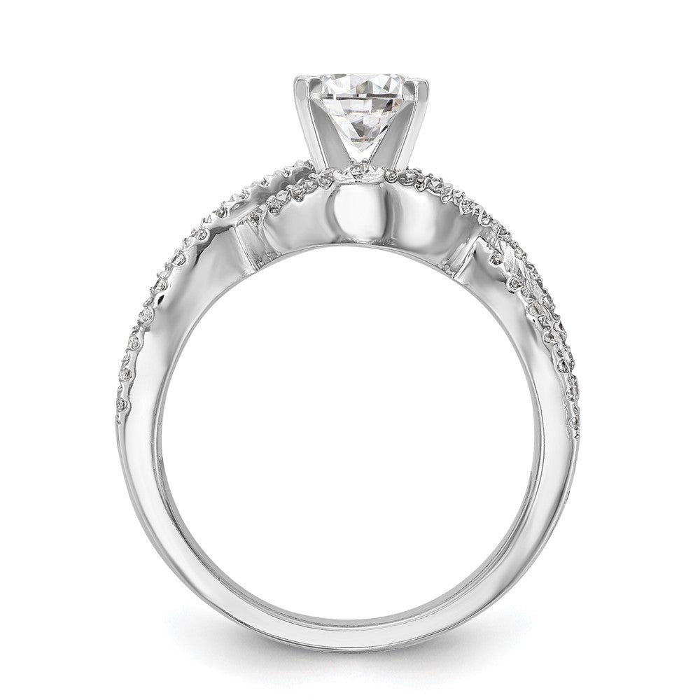 14k White Gold 1/2 carat Lab Grown Diamond VS/SI+ G+ Semi Mount Criss Cross Peg Set Engagement Ring