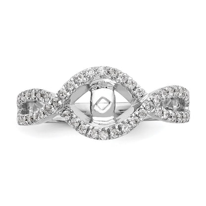 14k White Gold 1/2 carat Lab Grown Diamond VS/SI+ G+ Semi Mount Criss Cross Peg Set Engagement Ring