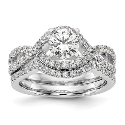 14k White Gold 1/2 carat Lab Grown Diamond VS/SI+ G+ Semi Mount Criss Cross Peg Set Engagement Ring