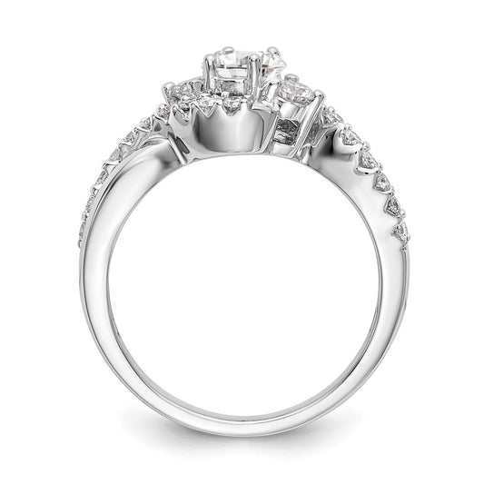 14k White Gold 5/8 carat Lab Grown Diamond VS/SI+ G+ Round Complete Criss Cross Engagement Ring