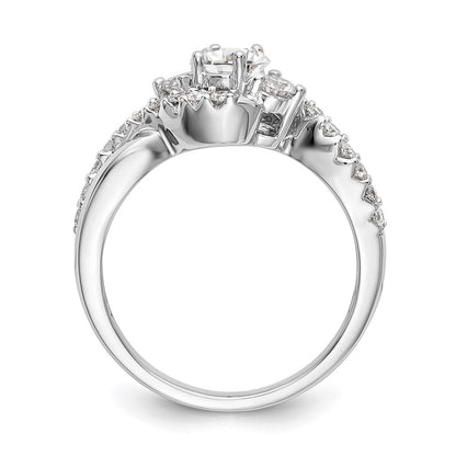14k White Gold 5/8 carat Lab Grown Diamond VS/SI+ G+ Round Complete Criss Cross Engagement Ring