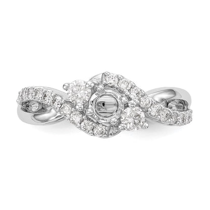 14k White Gold 5/8 carat Lab Grown Diamond VS/SI+ G+ Round Complete Criss Cross Engagement Ring