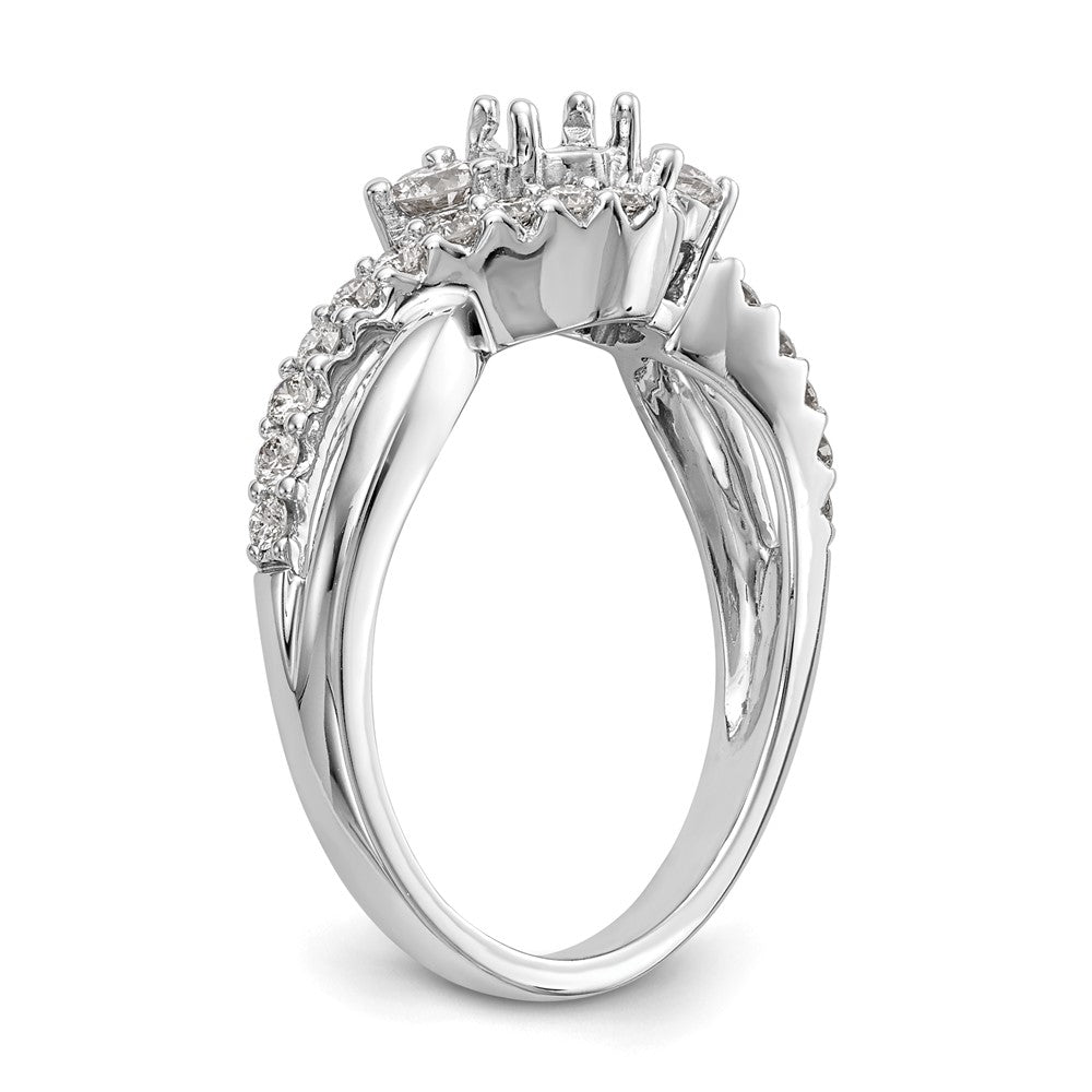 14k White Gold 5/8 carat Lab Grown Diamond VS/SI+ G+ Round Complete Criss Cross Engagement Ring