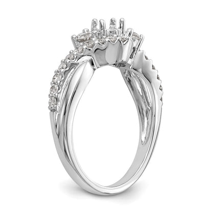 14k White Gold 5/8 carat Lab Grown Diamond VS/SI+ G+ Round Complete Criss Cross Engagement Ring