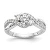 14k White Gold 5/8 carat Lab Grown Diamond VS/SI+ G+ Round Complete Criss Cross Engagement Ring