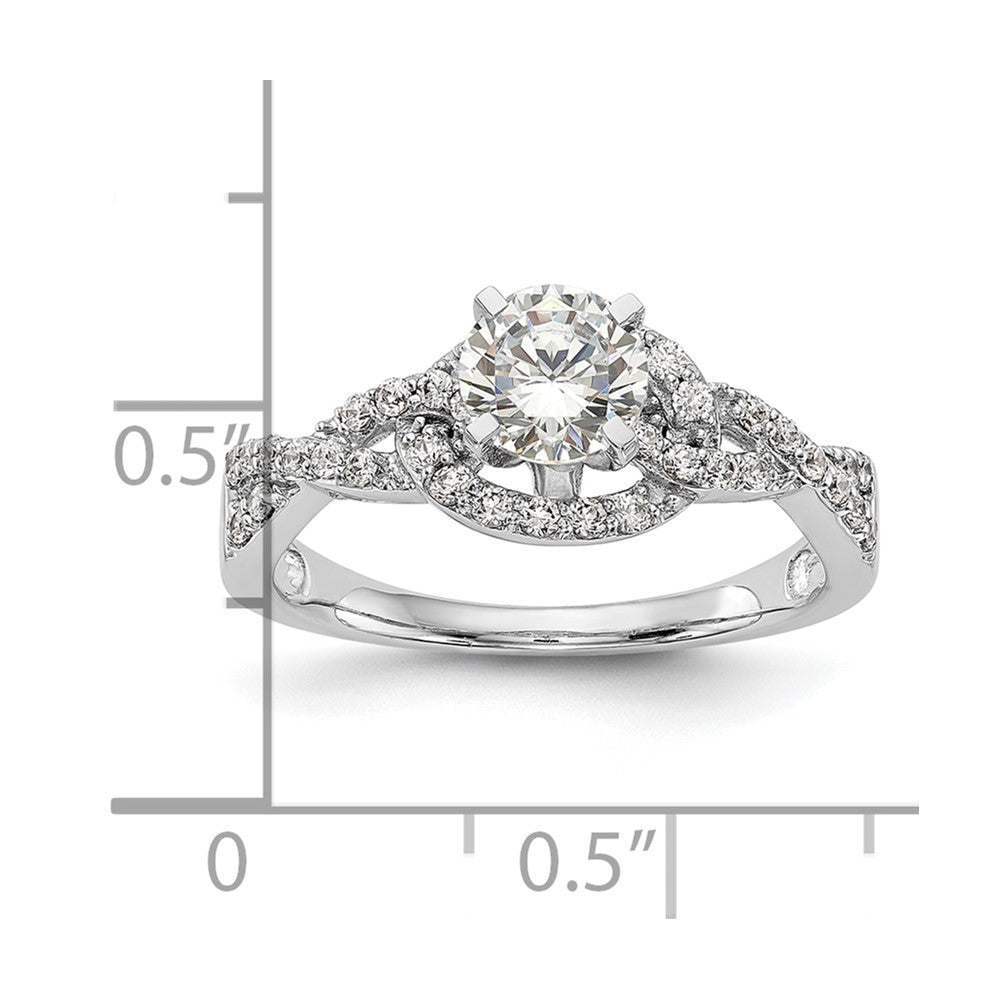 14k White Gold Criss-Cross Peg Set 1/3 carat Diamond Semi-mount Engagement Ring