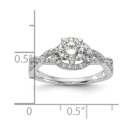 14k White Gold Criss-Cross Peg Set 1/3 carat Diamond Semi-mount Engagement Ring