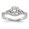 14k White Gold Criss-Cross Peg Set 1/3 carat Diamond Semi-mount Engagement Ring