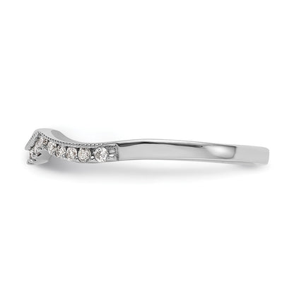 14k White Gold 1/8 carat Diamond Contoured Complete Wedding Band