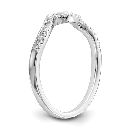 14k White Gold 1/8 carat Diamond Contoured Complete Wedding Band