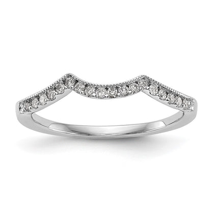 14k White Gold 1/8 carat Diamond Contoured Complete Wedding Band