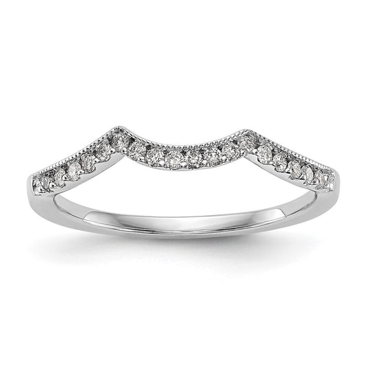 14k White Gold 1/8 carat Diamond Contoured Complete Wedding Band