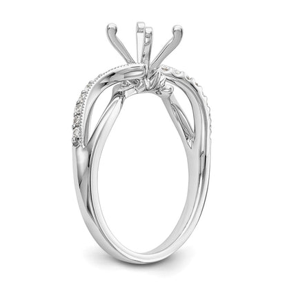 14k White Gold Criss-Cross Peg Set 1/6 carat Diamond Semi-mount Engagement Ring
