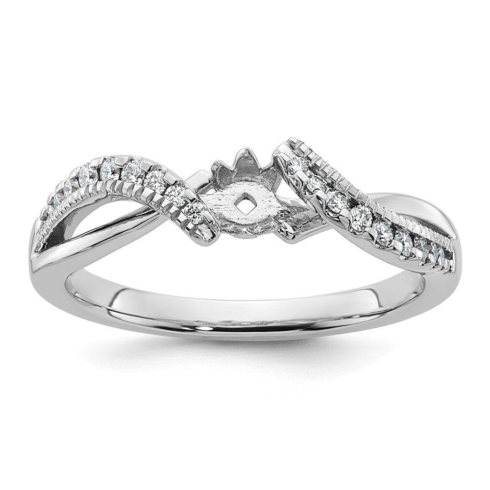 14k White Gold Criss-Cross Peg Set 1/6 carat Diamond Semi-mount Engagement Ring