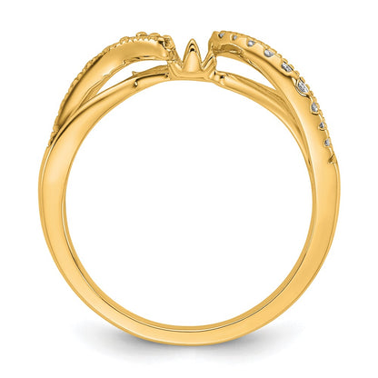 14k Yellow Gold Peg Set Diamond Semi Criss-Cross Eng Ring