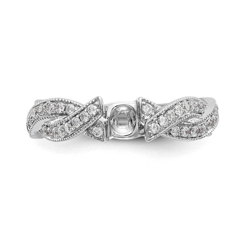14k White Gold Criss-Cross Peg Set 3/8 carat Diamond Semi-mount Engagement Ring
