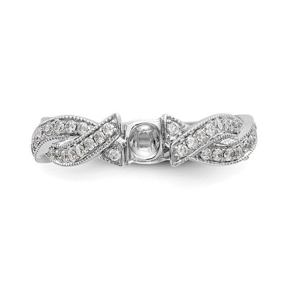 14k White Gold Criss-Cross Peg Set 3/8 carat Diamond Semi-mount Engagement Ring