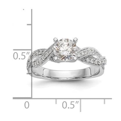 14k White Gold Criss-Cross Peg Set 3/8 carat Diamond Semi-mount Engagement Ring