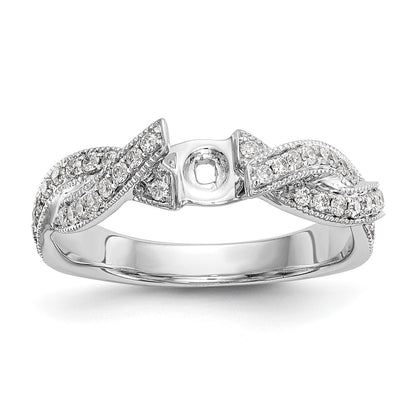 14k White Gold Criss-Cross Peg Set 3/8 carat Diamond Semi-mount Engagement Ring