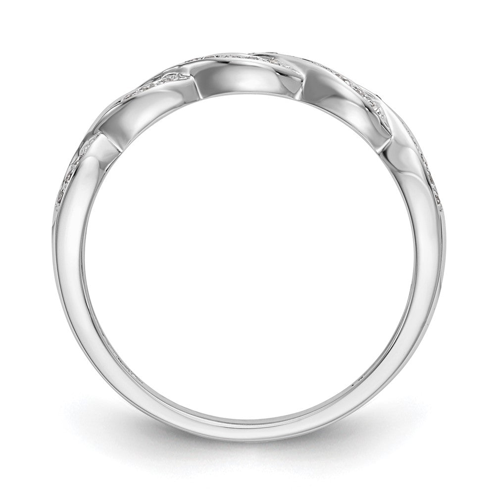 14k White Gold Criss-Cross 1/8 carat Diamond Complete Wedding Band