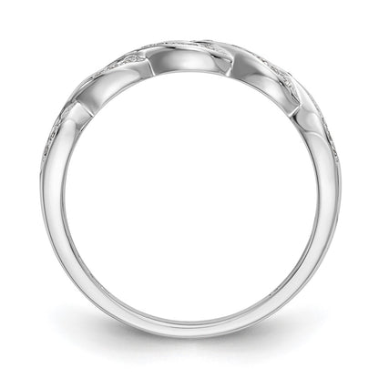 14k White Gold Criss-Cross 1/8 carat Diamond Complete Wedding Band