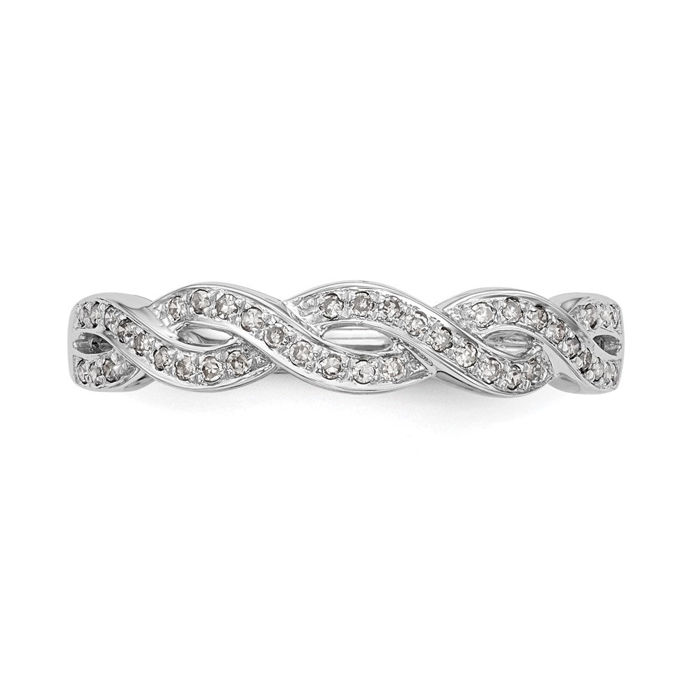 14k White Gold Criss-Cross 1/8 carat Diamond Complete Wedding Band