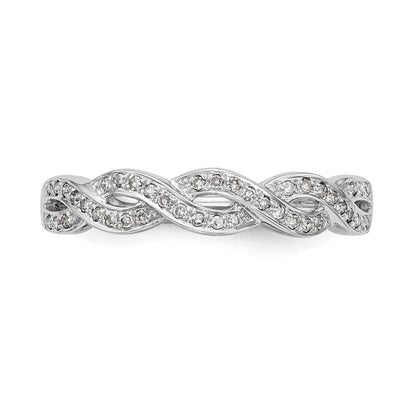 14k White Gold Criss-Cross 1/8 carat Diamond Complete Wedding Band