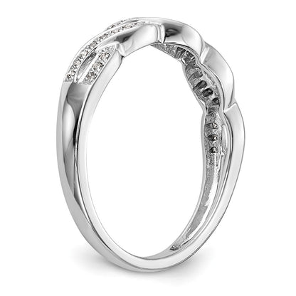 14k White Gold Criss-Cross 1/8 carat Diamond Complete Wedding Band