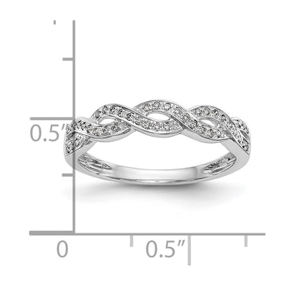 14k White Gold Criss-Cross 1/8 carat Diamond Complete Wedding Band