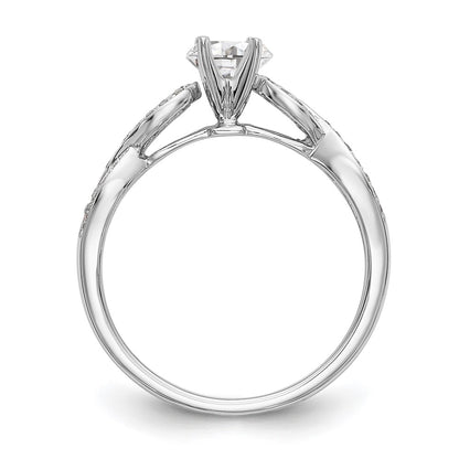 14k White Gold Criss-Cross Peg Set 1/8 carat Diamond Semi-mount Engagement Ring
