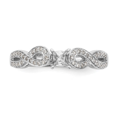 14k White Gold Criss-Cross Peg Set 1/8 carat Diamond Semi-mount Engagement Ring