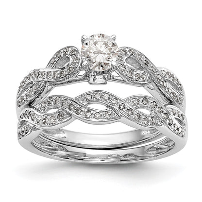 14k White Gold Criss-Cross Peg Set 1/8 carat Diamond Semi-mount Engagement Ring