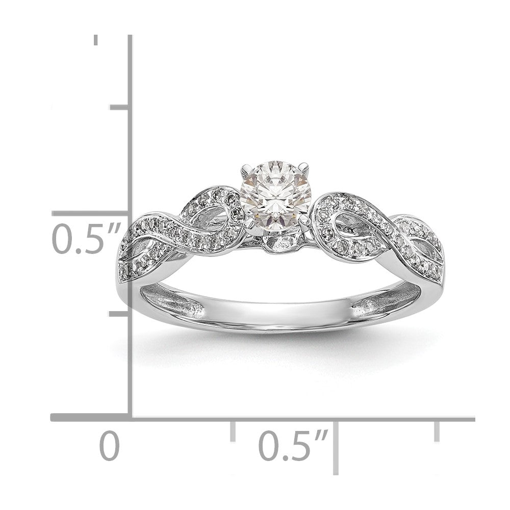 14k White Gold Criss-Cross Peg Set 1/8 carat Diamond Semi-mount Engagement Ring