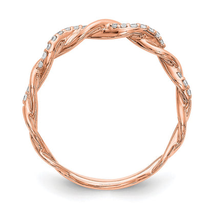 14k Rose Gold 1/8 carat Lab Grown Diamond VS/SI+ G+ Complete Criss Cross Wedding Band