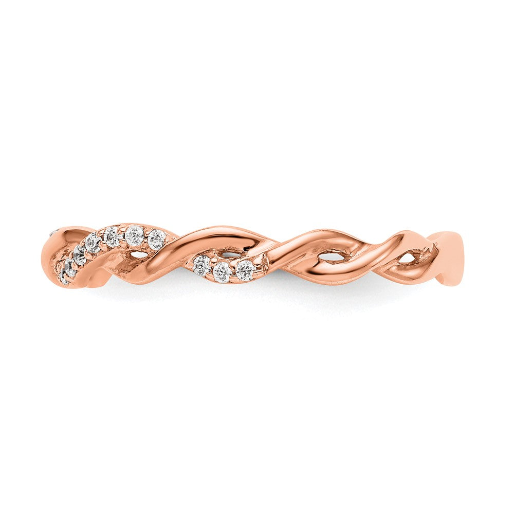 14k Rose Gold 1/8 carat Lab Grown Diamond VS/SI+ G+ Complete Criss Cross Wedding Band