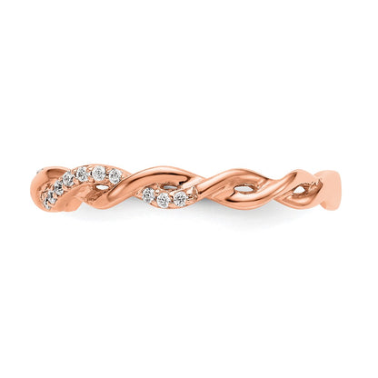 14k Rose Gold 1/8 carat Lab Grown Diamond VS/SI+ G+ Complete Criss Cross Wedding Band