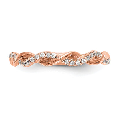 14k Rose Gold Criss-Cross 1/8 carat Diamond Complete Wedding Band