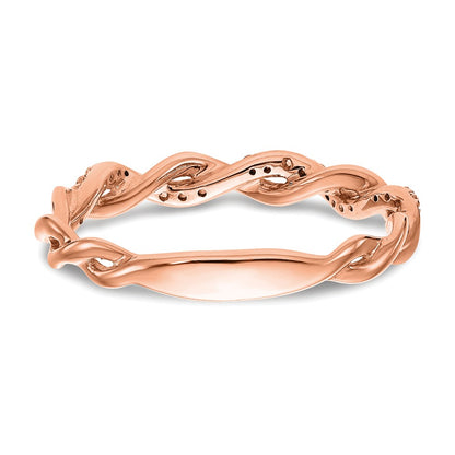 14k Rose Gold Criss-Cross 1/8 carat Diamond Complete Wedding Band