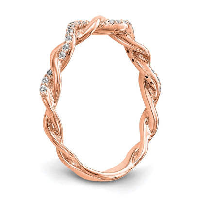 14k Rose Gold Criss-Cross 1/8 carat Diamond Complete Wedding Band