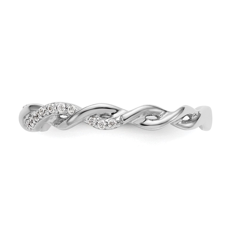14k White Gold Criss-Cross 1/8 carat Diamond Complete Wedding Band