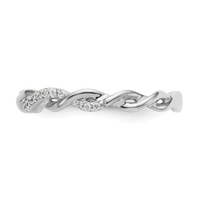 14k White Gold Criss-Cross 1/8 carat Diamond Complete Wedding Band