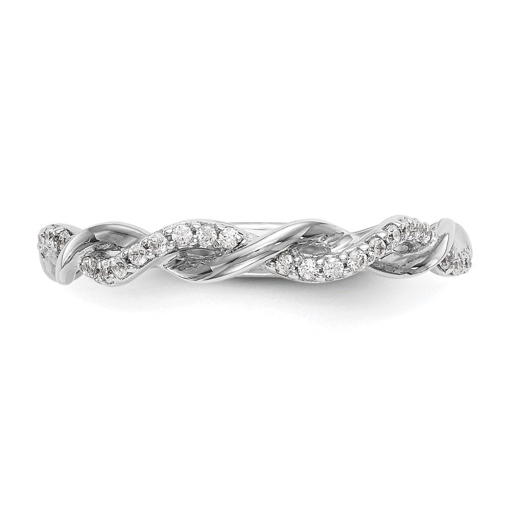 14k White Gold Criss-Cross 1/8 carat Diamond Complete Wedding Band
