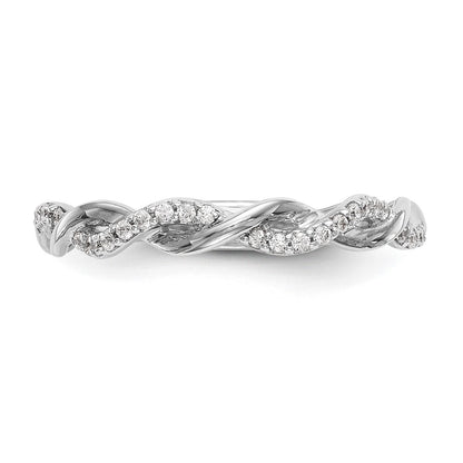 14k White Gold Criss-Cross 1/8 carat Diamond Complete Wedding Band
