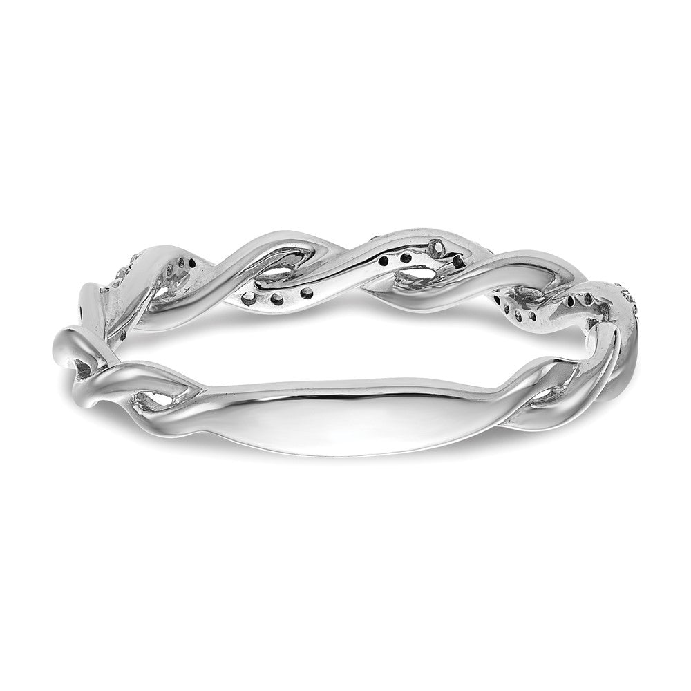 14k White Gold Criss-Cross 1/8 carat Diamond Complete Wedding Band