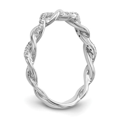 14k White Gold 1/8 carat Lab Grown Diamond VS/SI+ G+ Complete Criss Cross Wedding Band