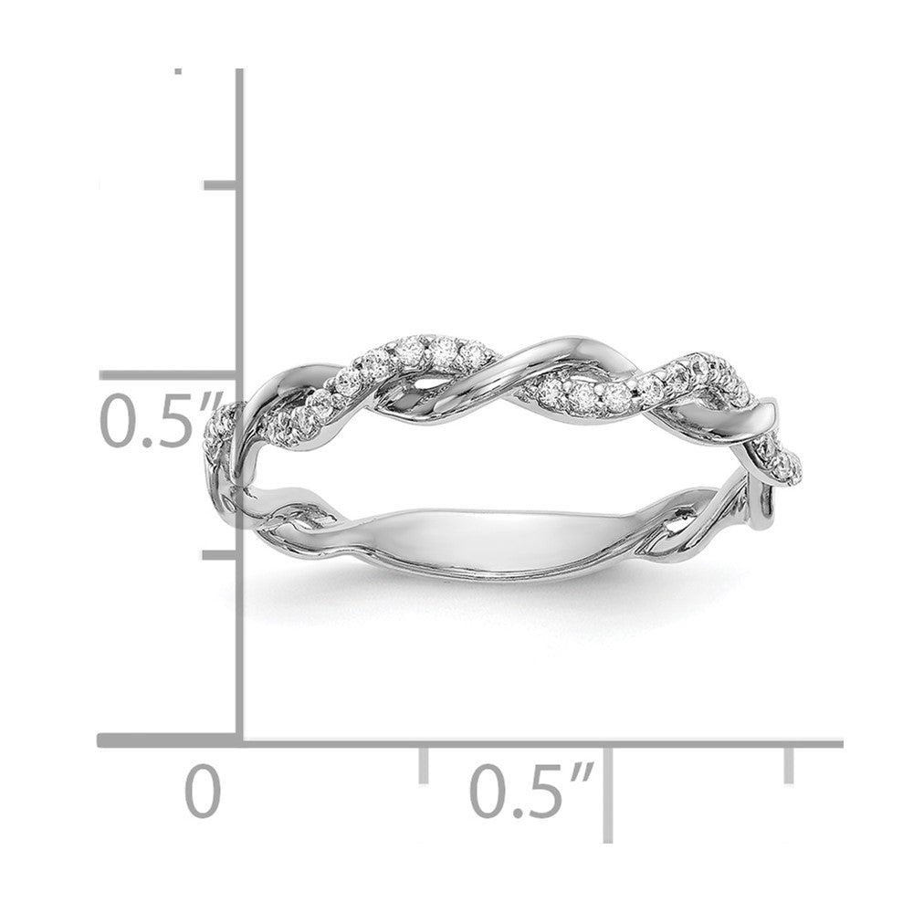 14k White Gold 1/8 carat Lab Grown Diamond VS/SI+ G+ Complete Criss Cross Wedding Band