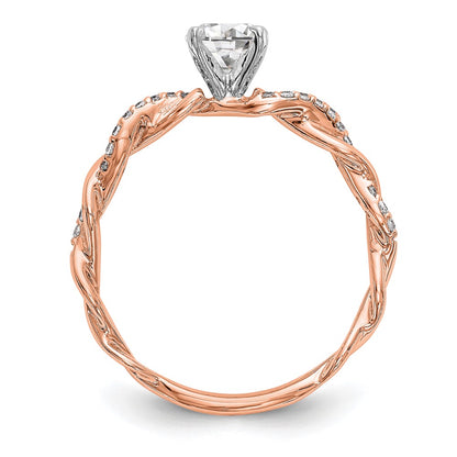 14k Rose Gold Criss-Cross Peg Set 1/10 carat Diamond Semi-mount Engagement Ring
