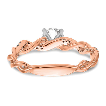 14k Rose Gold Criss-Cross Peg Set 1/10 carat Diamond Semi-mount Engagement Ring